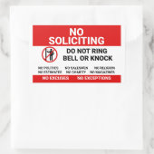 Geen Solliciting Teken voor voordeur Rechthoekige Sticker (Tas)