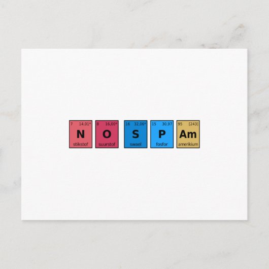 Geen Spam Periodieke Tabel Briefkaart (Voorkant)