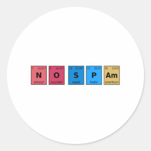 Geen Spam Periodieke Tabel Ronde Sticker