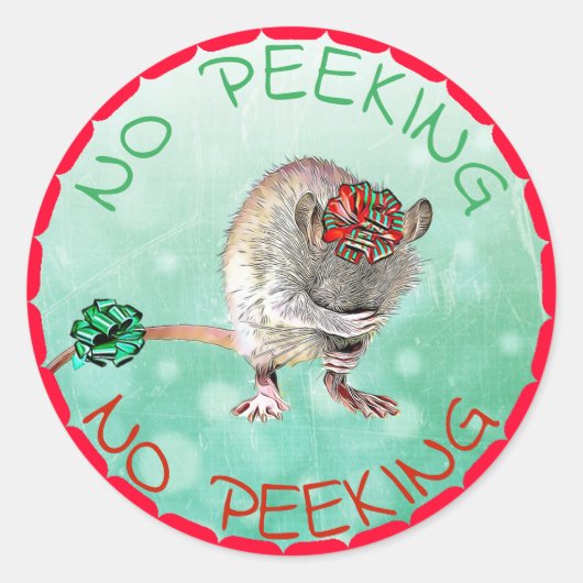 Geen spieken, kerstmuis, Label met cadeau (Voorkant)