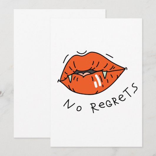 Geen spijt Red Lips Valentijn Kaart (Voorkant / Achterkant)