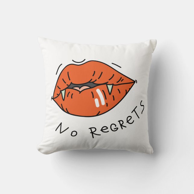 Geen spijt Red Lips Valentijn Kussen (Voorkant)