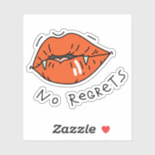 Geen spijt Red Lips Valentijn Sticker (Vel)