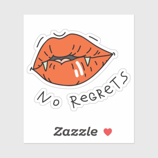 Geen spijt Red Lips Valentijn Sticker (Vel)