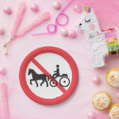 Geen spoor van paardenstaarten en verkeersbuggy papieren bordje (Feest)