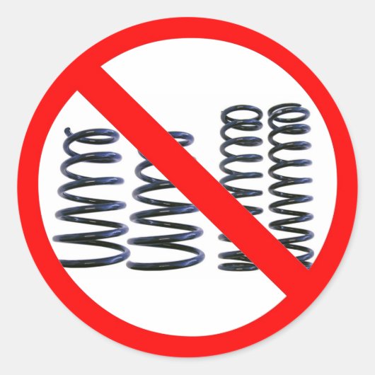 Geen Springs. Ronde Sticker (Voorkant)