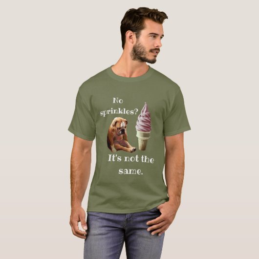 "Geen sproinkles? Het is niet hetzelfde" English B T-shirt (Voorkant volledig)