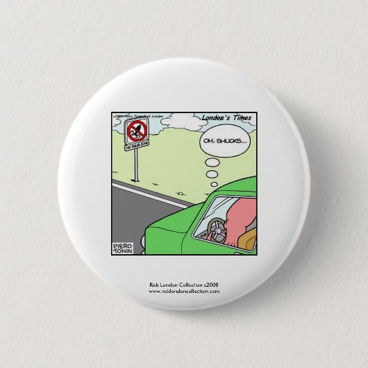 Geen Squid Zone Hilarious Cartoon Novelty Button (Voorkant)