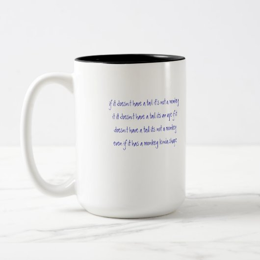 Geen staart? Geen aap - Mok (Links)