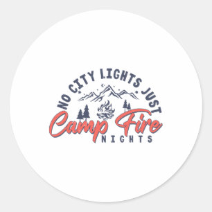 Geen Stad Licht Alleen Kampeer Vuur Nächte Grappig Ronde Sticker