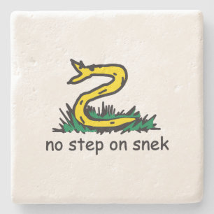 Geen stap op snek memes Gadsden parodie SnekRight Stenen Onderzetter