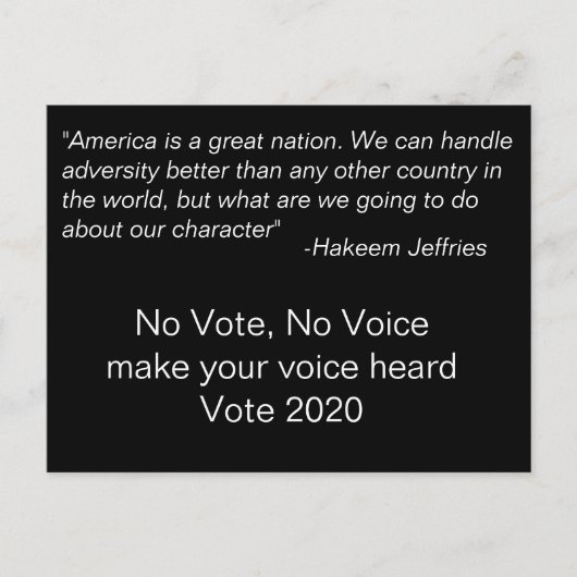 Geen stem, geen stem Hakeem Jeffries Quote Briefkaart (Voorkant)
