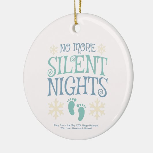 Geen stille kerstbevruchting meer keramisch ornament (Links)