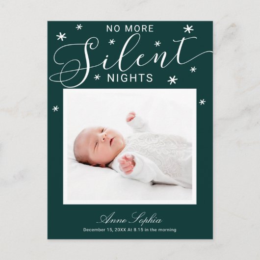 Geen Stille Nachten Meer Kerst Baby Aankondiging (Voorkant)