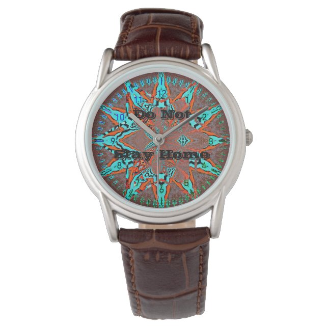 Geen stilstaand huis Turquoise Fractal Star van Fu Horloge (Voorkant)