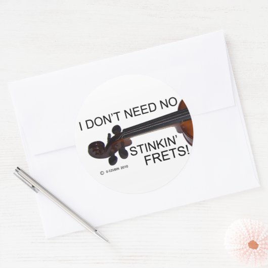 Geen Stinkin Frets Ronde Sticker (Envelop)