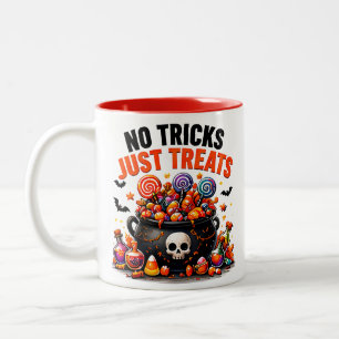 Geen Streken Alleen Snoepjes Grappige Halloween Sn Tweekleurige Koffiemok