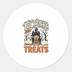 Geen Streken Alleen Snoepjes Halloween Hond Geest  Ronde Sticker