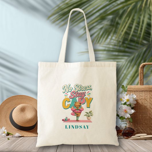 Geen Stress Blijf Capy - Yoga Capybara Tote Bag