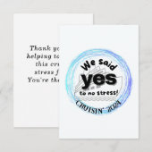 Geen stress cruising crew bedankkaart (Voorkant / Achterkant)