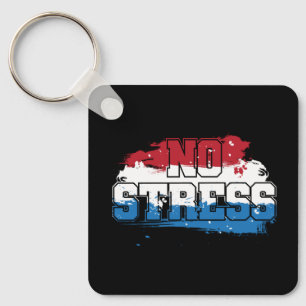Geen stress - rood wit blauw positieve mindset sleutelhanger