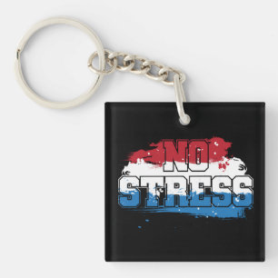 Geen stress - rood wit blauw positieve mindset sleutelhanger
