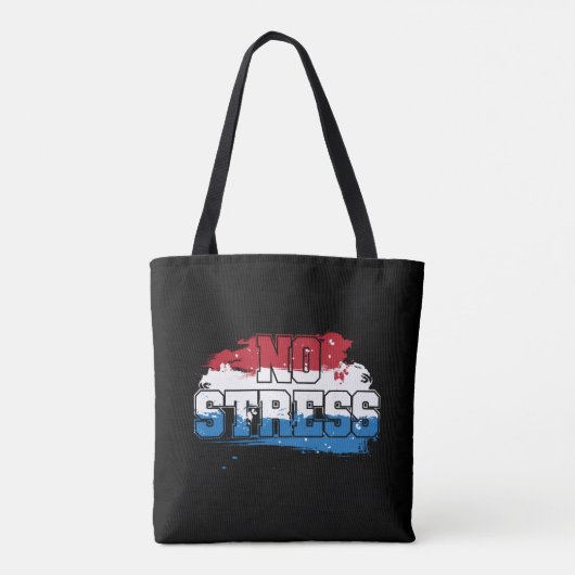 Geen stress - rood wit blauw positieve mindset tote bag (Achterkant)