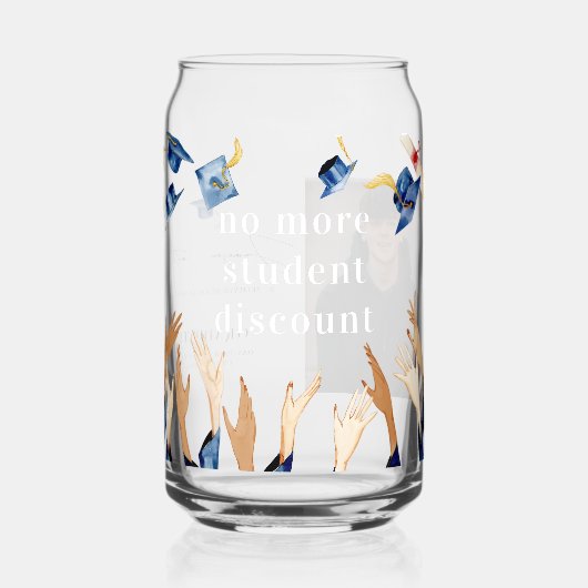 Geen studentenkorting meer | Monogram Afstuderen Blikvorm Glas (Voorkant)