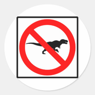 Geen T-Rexs Snelweg Teken Dinosaurus Ronde Sticker