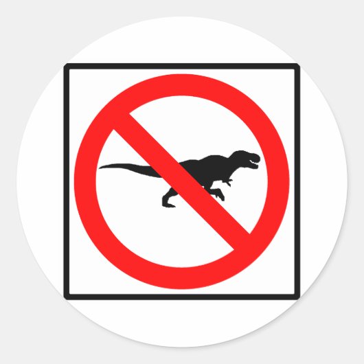 Geen T-Rexs Snelweg Teken Dinosaurus Ronde Sticker (Voorkant)