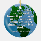 Geen talenkennis. Wereldbol Keramisch Ornament (Achterkant)