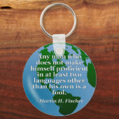 Geen talenkennis. Wereldbol Sleutelhanger (Voorkant)