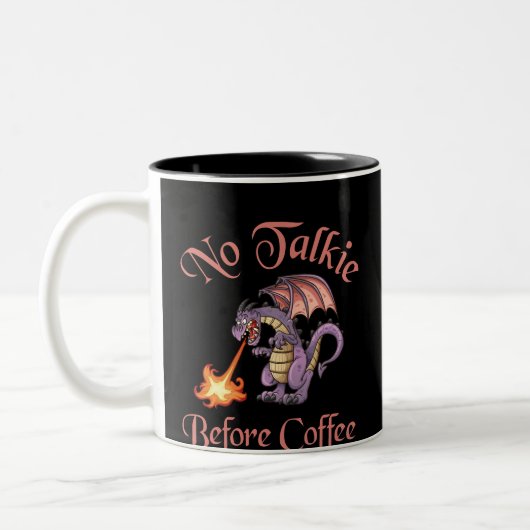 Geen Talkie voor Coffee Dragon Design voor Grumpy Tweekleurige Koffiemok (Links)