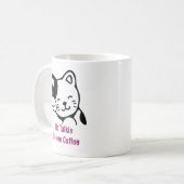 Geen Talkie voor Coffee Schattige Kitty Cat Koffiemok (Voorkant links)