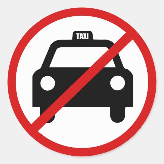 Geen taxi's toegestaan ronde sticker (Voorkant)