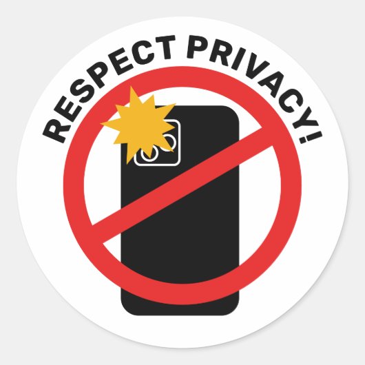 Geen telefoonfotografie - Respecteer Privacy Jouw Ronde Sticker (Voorkant)