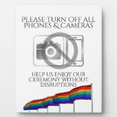 Geen telefoons of camera's Gay Pride Flags Wedding Fotoplaat (Voorkant)