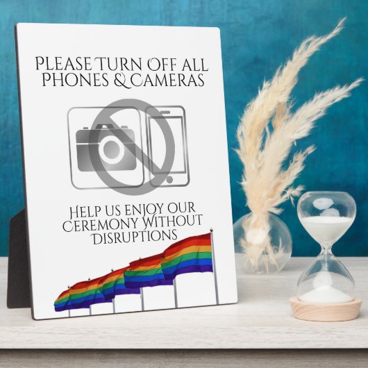 Geen telefoons of camera's Gay Pride Flags Wedding Fotoplaat (Zijkant)