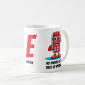 Geen telefoons toegestaan Retro Red Phone Monogram Koffiemok (Voorkant rechts)