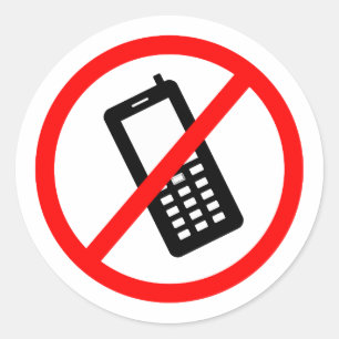 Geen telefoons toegestaan, zet je mobiele telefoon ronde sticker