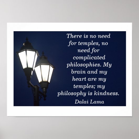 Geen tempels nodig - Dalai Lama citeert - kunstdru Poster (Voorkant)