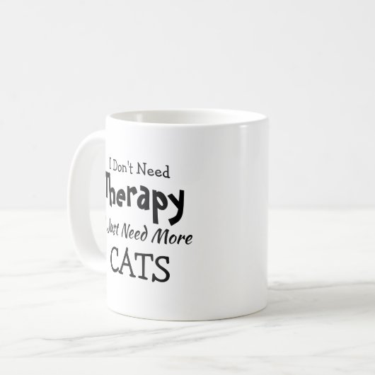 Geen therapie nodig, alleen maar meer katten op za koffiemok (Voorkant links)