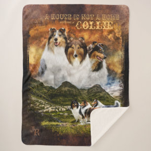 Geen thuis met collies, Sheep Herding, Rustic - Sherpa Deken