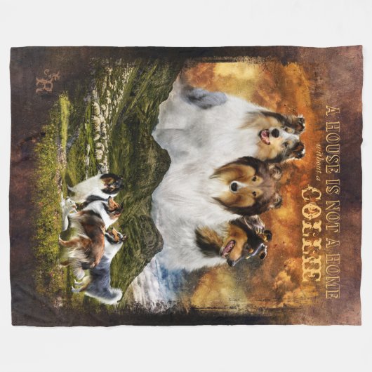 Geen thuis met ruwe collie, schapenhouderij, land  fleece deken (Voorkant (Horizontaal))