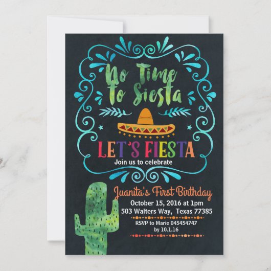 Geen tijd om Siesta verjaardagsuitnodiging schoolb Kaart (Voorkant)