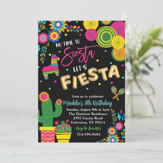 Geen tijd om te siesta Laten we feest vieren Verja Kaart (Staand voorkant)