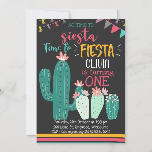 Geen tijd voor een siësta Fiesta verjaardagsuitnod Kaart (Voorkant)