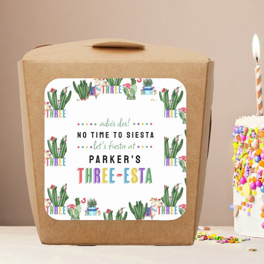 Geen tijd voor Fiesta Three-Esta Fiesta 3e verjaar Vierkante Sticker