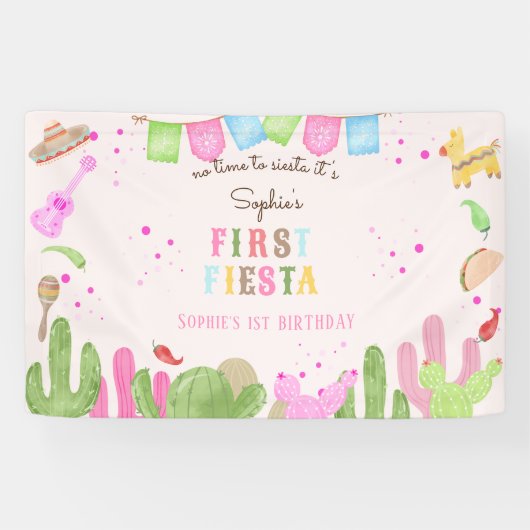 Geen tijd voor siesta fiesta mexican eerste verjaa spandoek (Horizontaal)