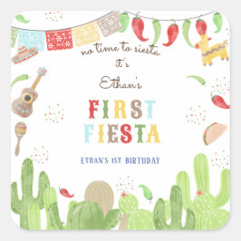 Geen tijd voor siesta fiesta mexican eerste verjaa vierkante sticker